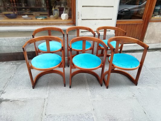 Vintage Rounded Dining Chairs, 1960s, Set of 6-HNE-1819167