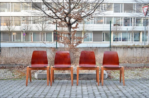 Vintage Royal Bentwood & Plywood Stacking Chairs, 1960s, Set of 4-UF-1383553