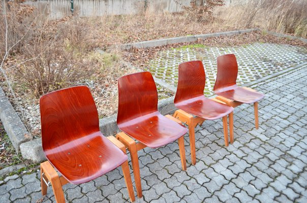 Vintage Royal Bentwood & Plywood Stacking Chairs, 1960s, Set of 4-UF-1383553