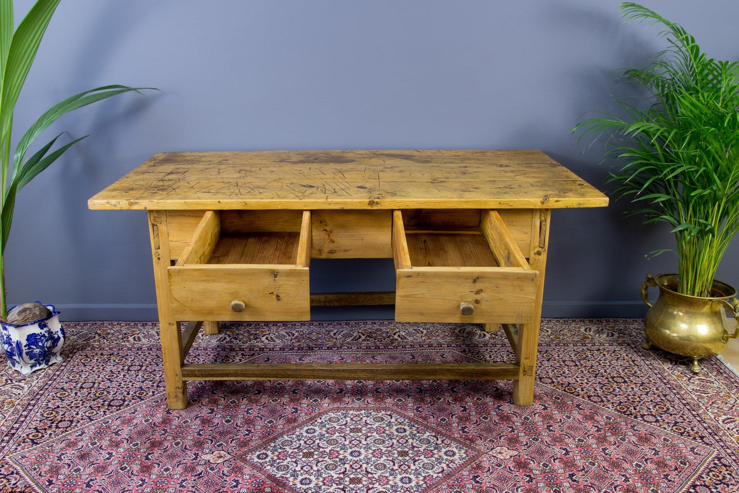 Vintage Rustic Baltic Pine Dining Table, 1930s