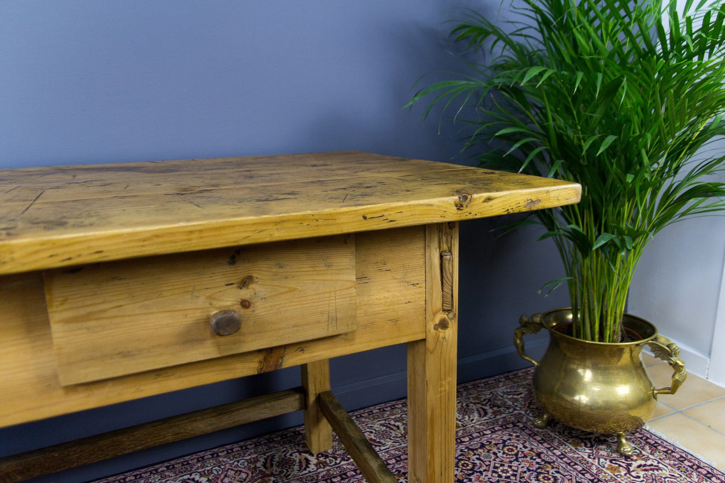 Vintage Rustic Baltic Pine Dining Table, 1930s