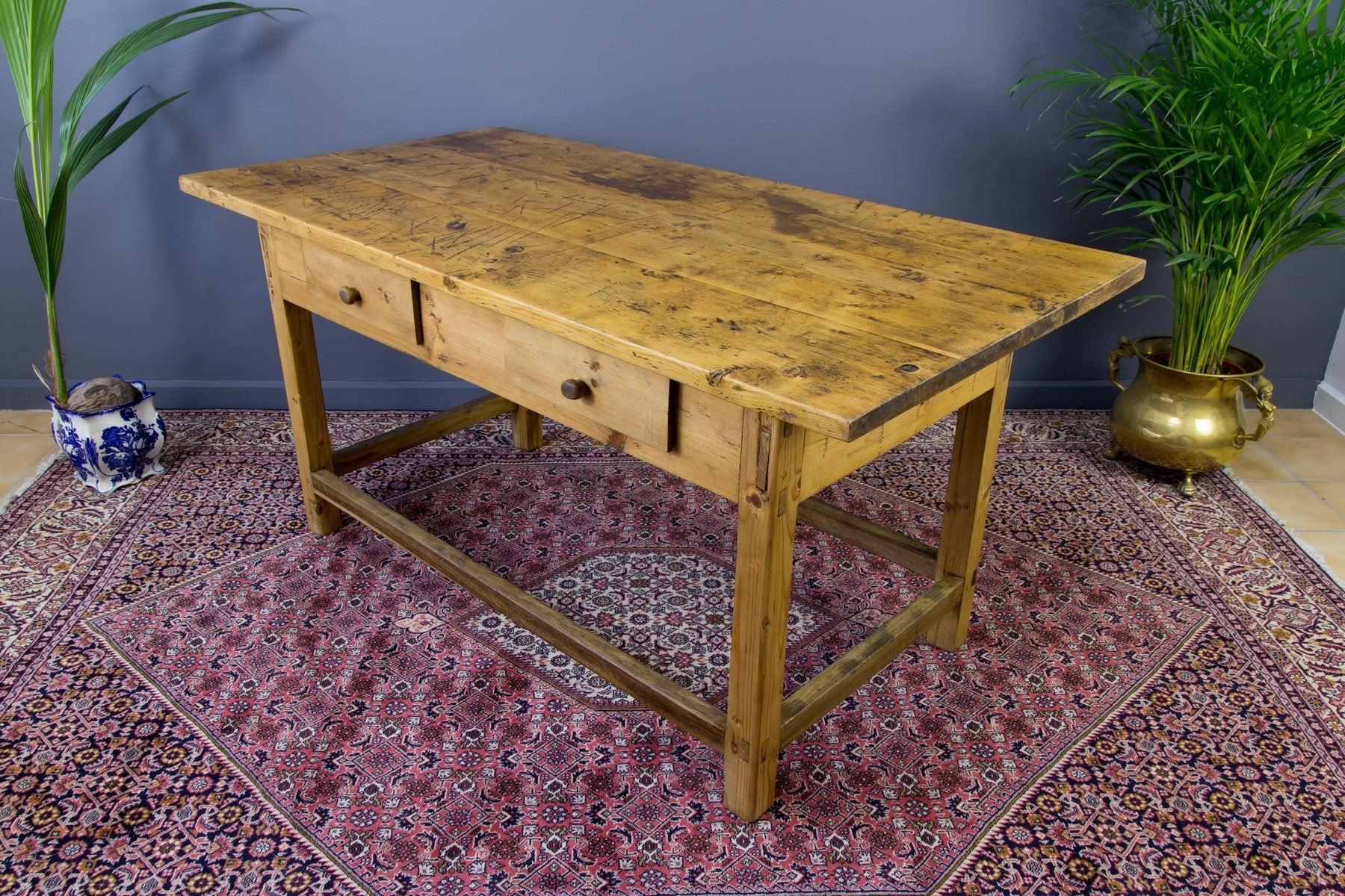 Vintage Rustic Baltic Pine Dining Table, 1930s