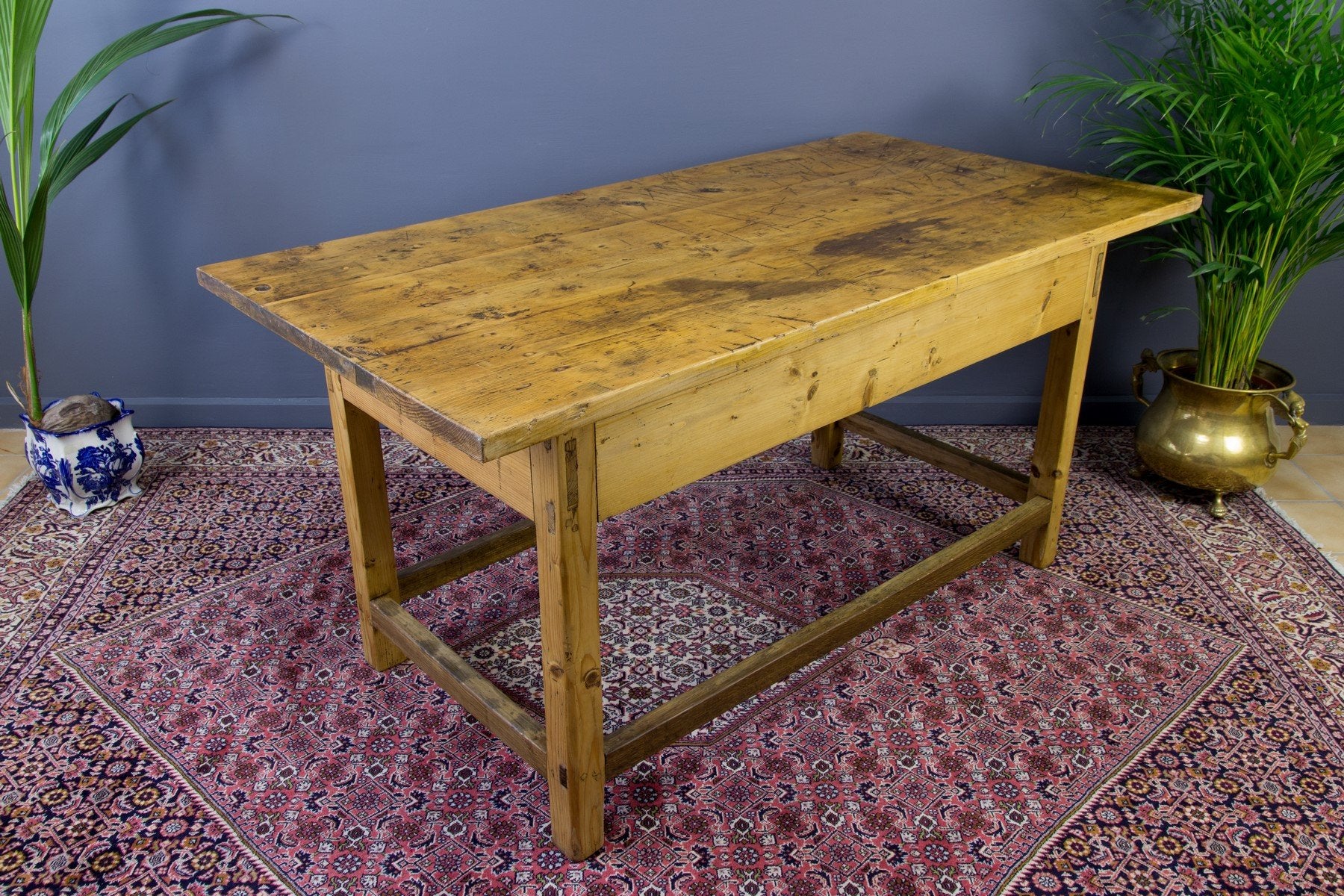 Vintage Rustic Baltic Pine Dining Table, 1930s