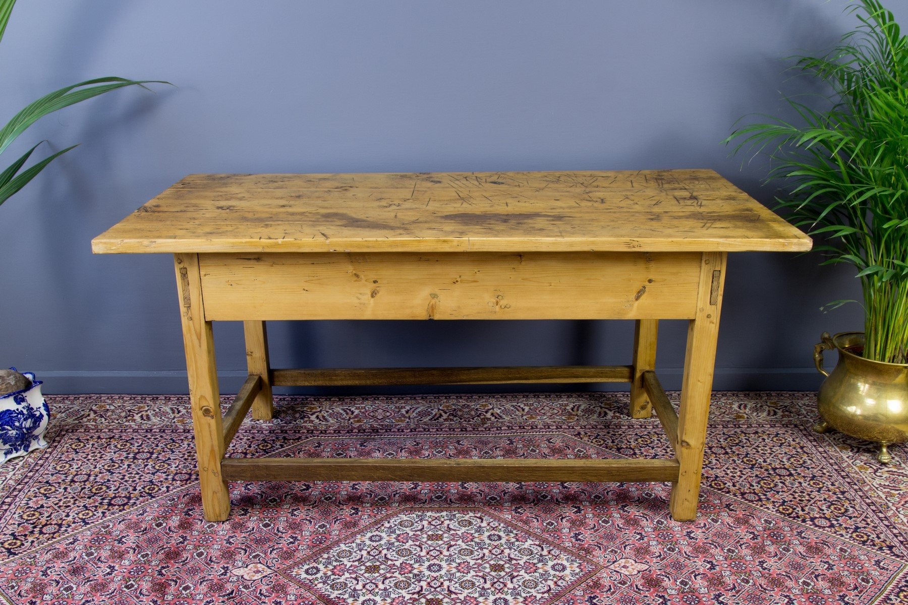 Vintage Rustic Baltic Pine Dining Table, 1930s