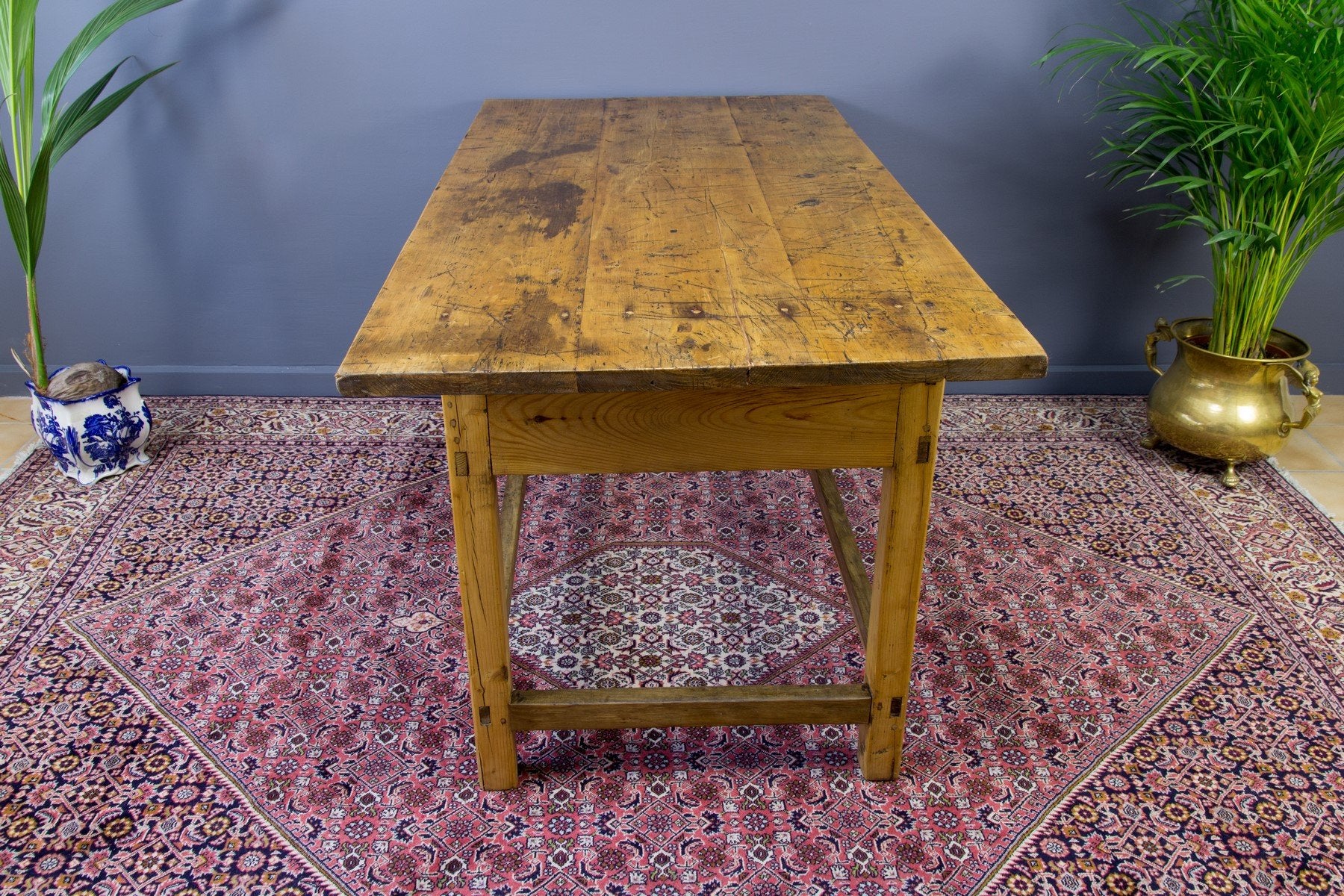 Vintage Rustic Baltic Pine Dining Table, 1930s