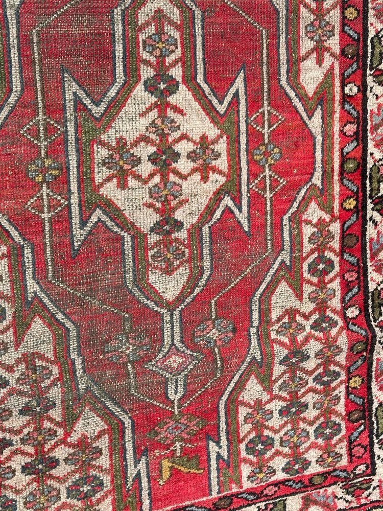 Vintage Rustic Distressed Mazlaghan Rug, 1950s