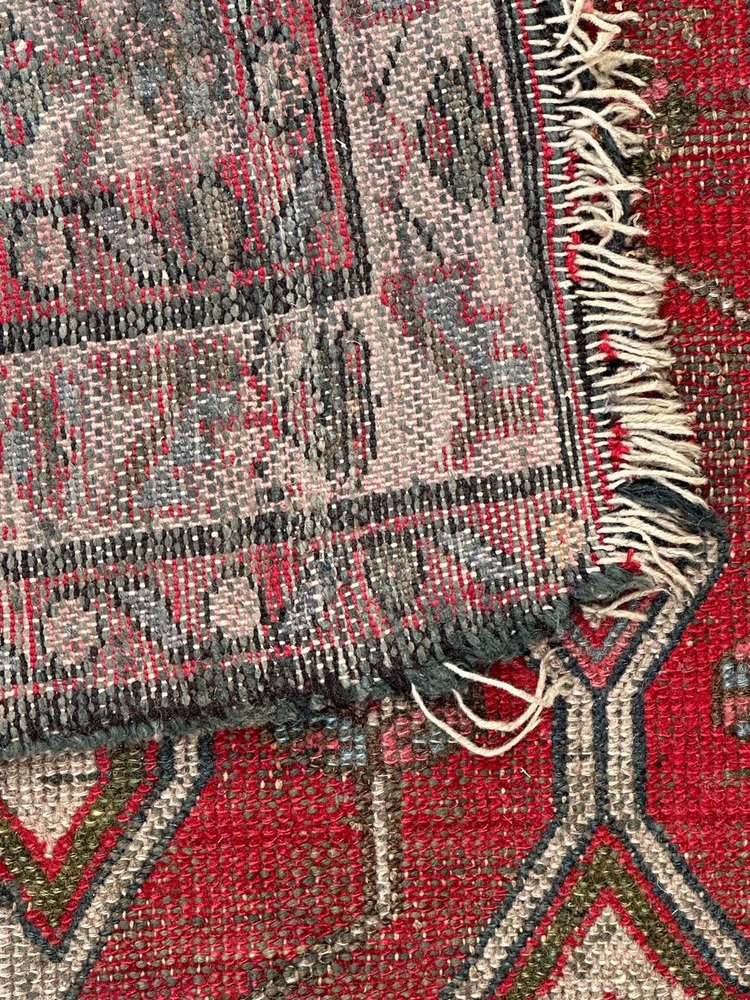 Vintage Rustic Distressed Mazlaghan Rug, 1950s