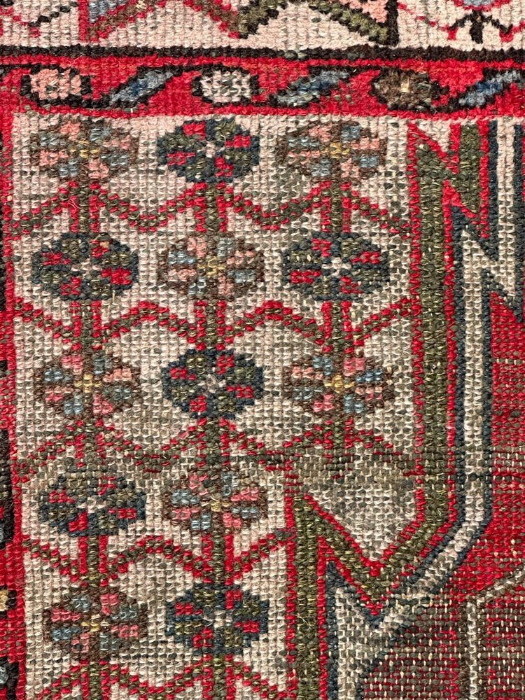 Vintage Rustic Distressed Mazlaghan Rug, 1950s