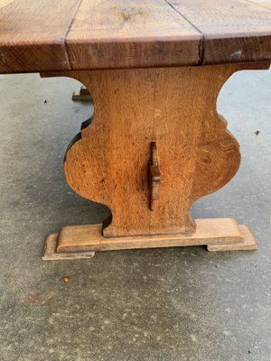 Vintage Rustic Oak Farm Table, 1950s-VBM-1094526