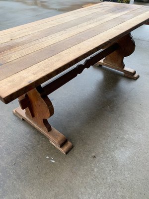 Vintage Rustic Oak Farm Table, 1950s-VBM-1094526