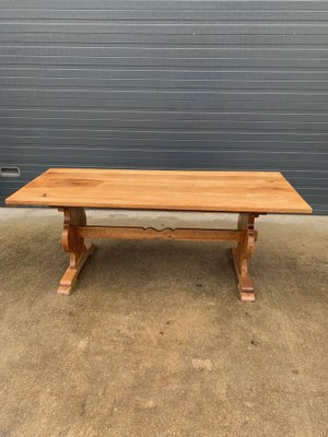 Vintage Rustic Oak Farm Table, 1950s-VBM-1094526