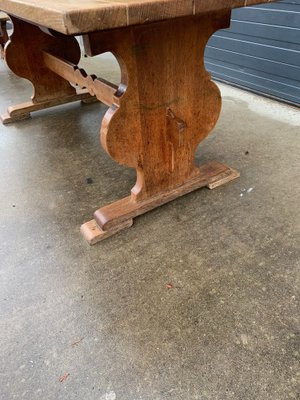 Vintage Rustic Oak Farm Table, 1950s-VBM-1094526