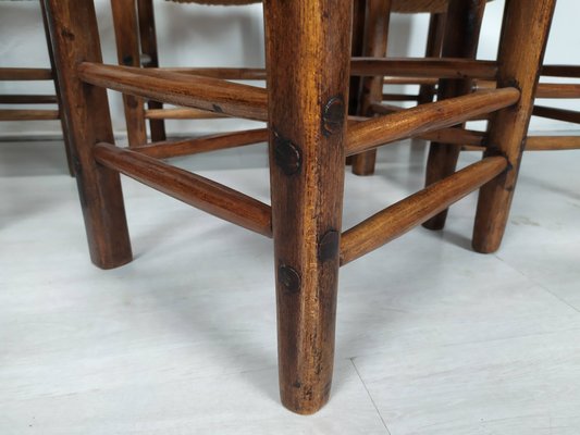 Vintage Rustic Straw Chairs, 1950s, Set of 6-EAD-2034476