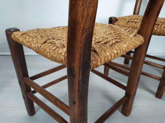 Vintage Rustic Straw Chairs, 1950s, Set of 6-EAD-2034476