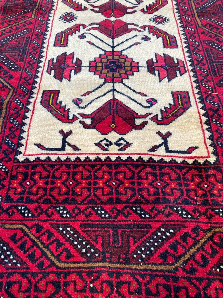 Vintage Rustic Wool Belutch Rug, 1980s