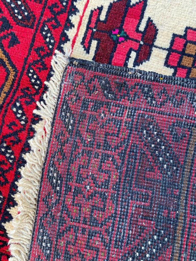 Vintage Rustic Wool Belutch Rug, 1980s