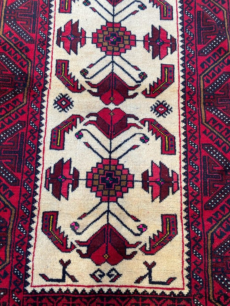 Vintage Rustic Wool Belutch Rug, 1980s