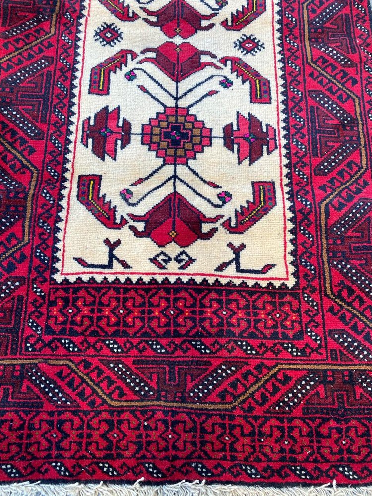 Vintage Rustic Wool Belutch Rug, 1980s