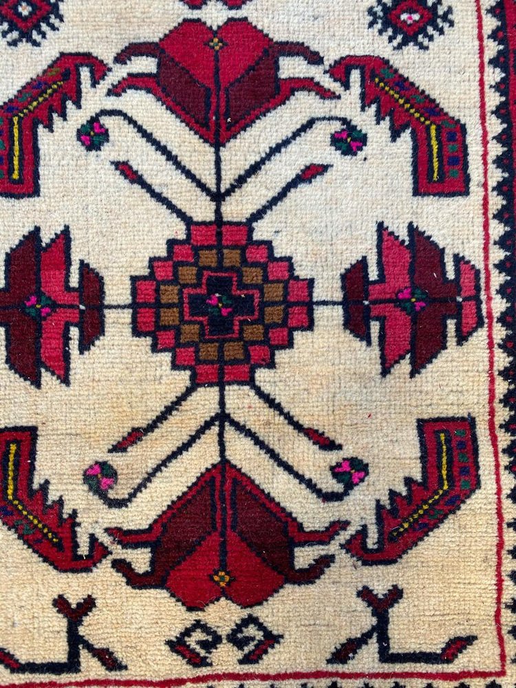 Vintage Rustic Wool Belutch Rug, 1980s