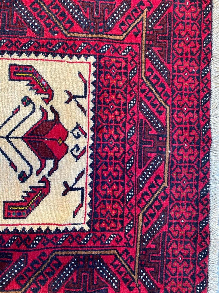 Vintage Rustic Wool Belutch Rug, 1980s