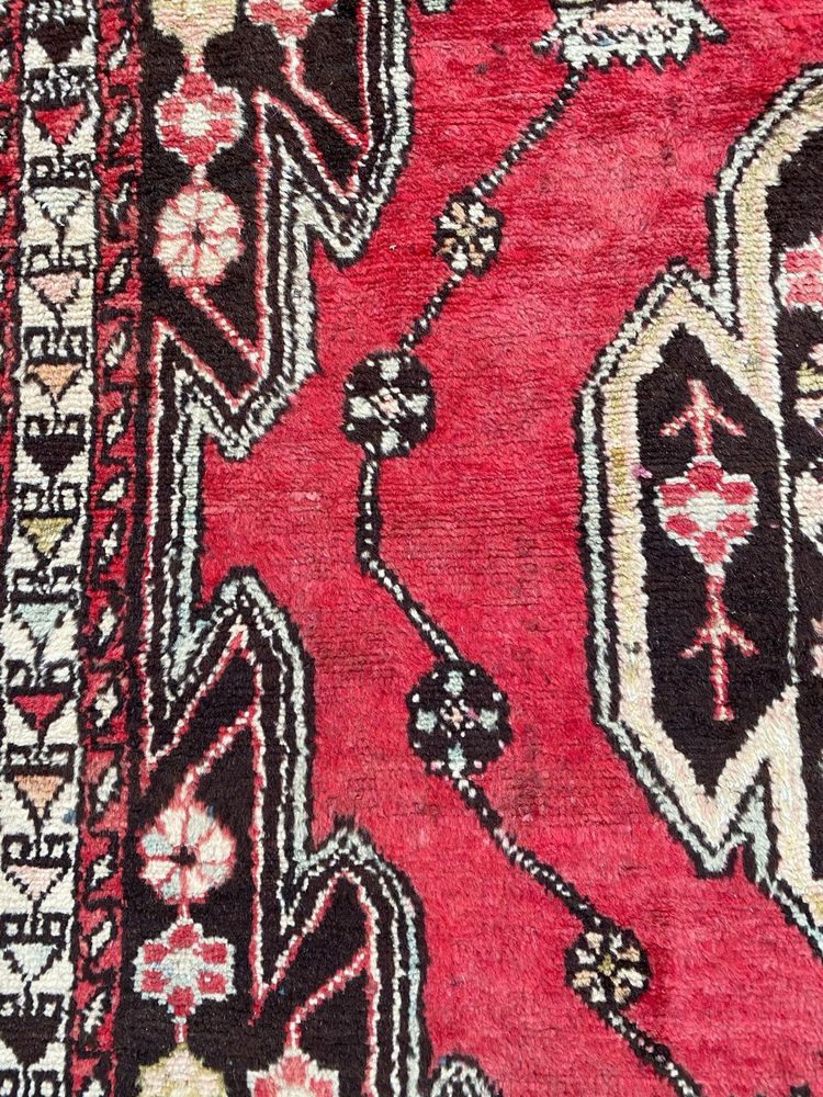 Vintage Rustic Wool Mazlaghan Rug, 1950s