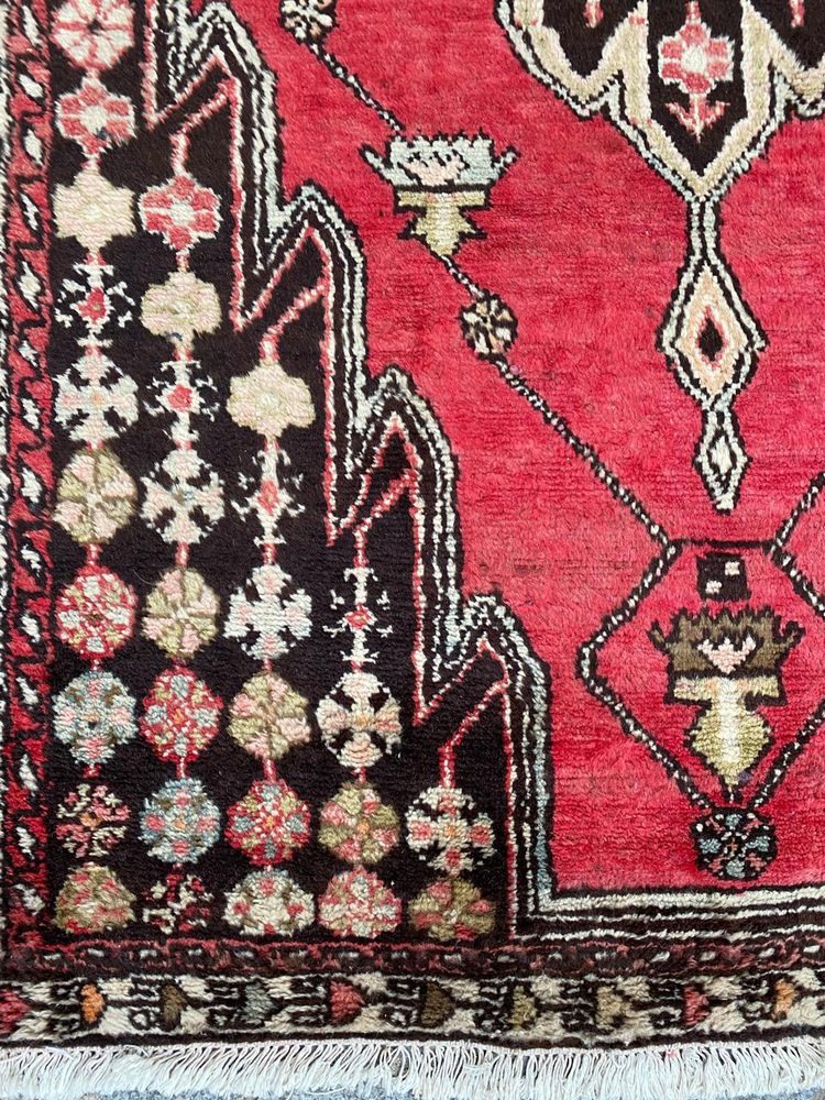 Vintage Rustic Wool Mazlaghan Rug, 1950s