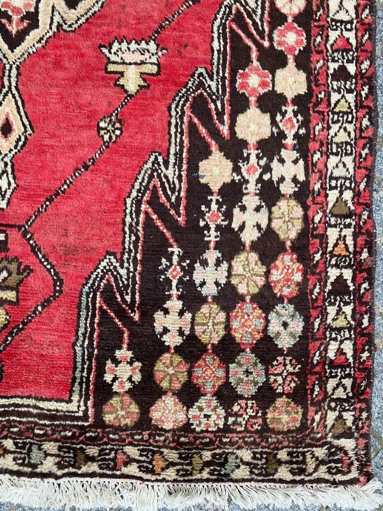 Vintage Rustic Wool Mazlaghan Rug, 1950s