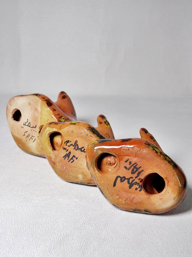 Vintage Safi Pottery Hand Wall Hooks, Set of 3