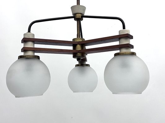 Vintage Satin Glass Chandelier, Italy, 1950s-OT-1699917