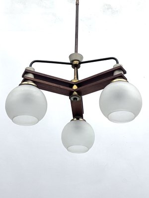 Vintage Satin Glass Chandelier, Italy, 1950s-OT-1699917