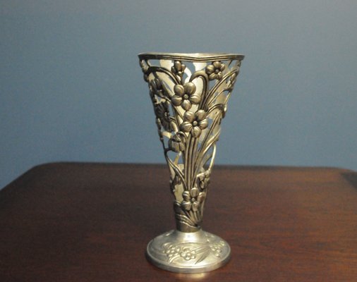 Vintage Scandinavian Art Deco Silver-Plated Vase-KDW-935894