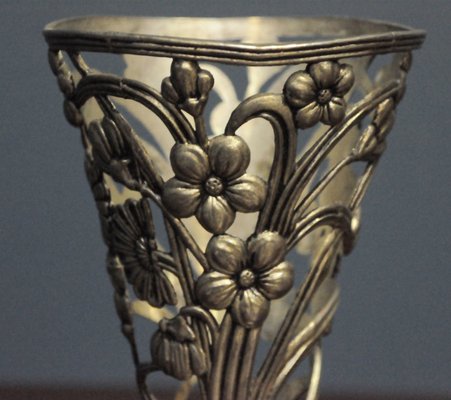 Vintage Scandinavian Art Deco Silver-Plated Vase-KDW-935894