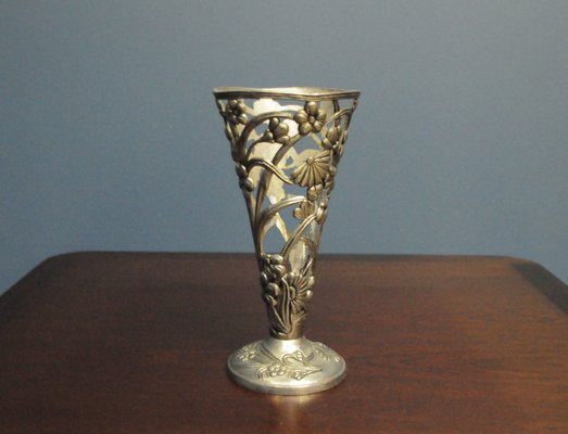 Vintage Scandinavian Art Deco Silver-Plated Vase-KDW-935894