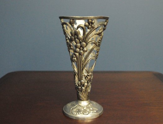 Vintage Scandinavian Art Deco Silver-Plated Vase-KDW-935894