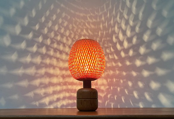 Vintage Scandinavian Bamboo and Wood Table Lamp, 1970s-UAH-1792192