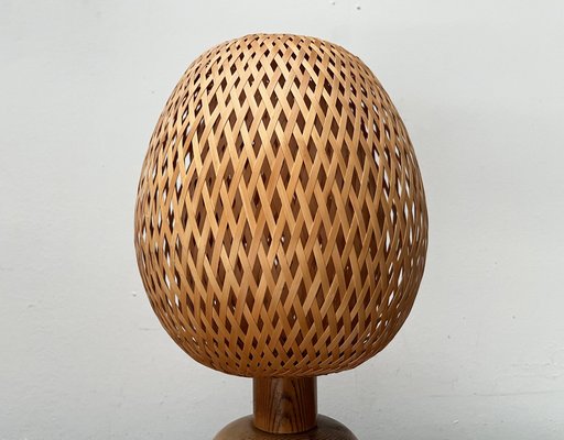 Vintage Scandinavian Bamboo and Wood Table Lamp, 1970s-UAH-1792192