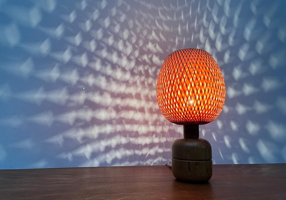 Vintage Scandinavian Bamboo and Wood Table Lamp, 1970s-UAH-1792192