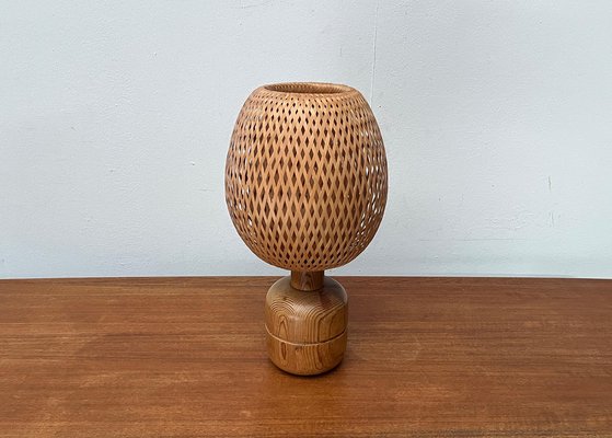 Vintage Scandinavian Bamboo and Wood Table Lamp, 1970s-UAH-1792192