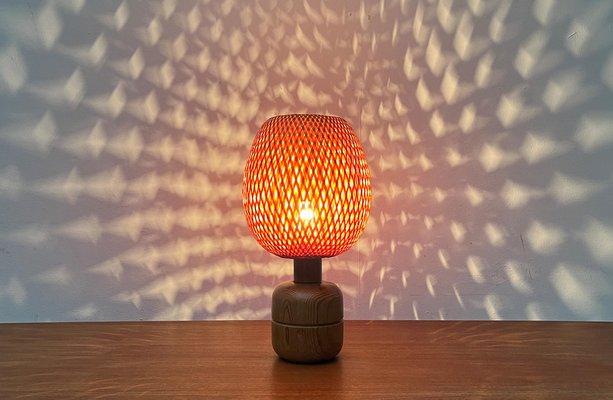 Vintage Scandinavian Bamboo and Wood Table Lamp, 1970s-UAH-1792192