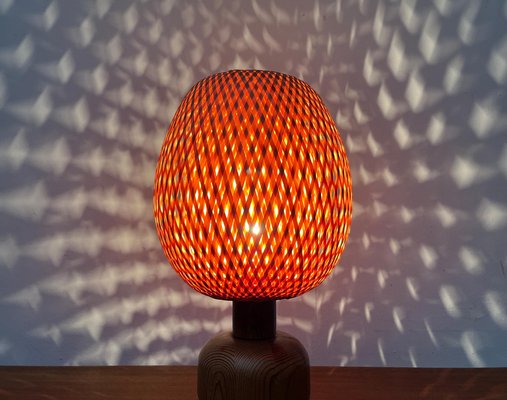 Vintage Scandinavian Bamboo and Wood Table Lamp, 1970s-UAH-1792192