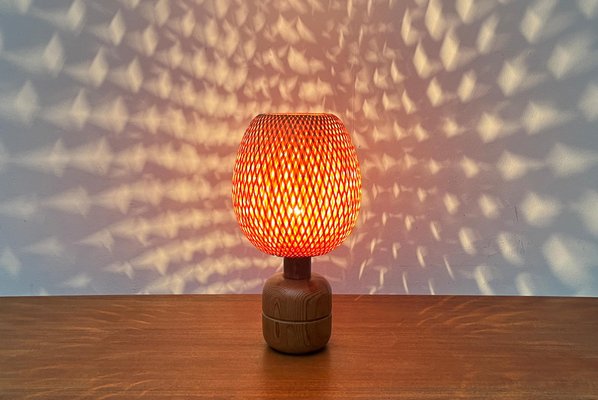 Vintage Scandinavian Bamboo and Wood Table Lamp, 1970s-UAH-1792192