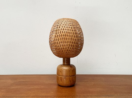 Vintage Scandinavian Bamboo and Wood Table Lamp, 1970s-UAH-1792192