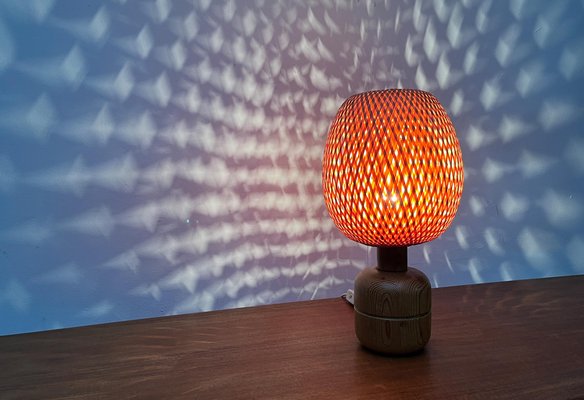 Vintage Scandinavian Bamboo and Wood Table Lamp, 1970s-UAH-1792192