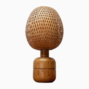 Vintage Scandinavian Bamboo and Wood Table Lamp, 1970s-UAH-1792192