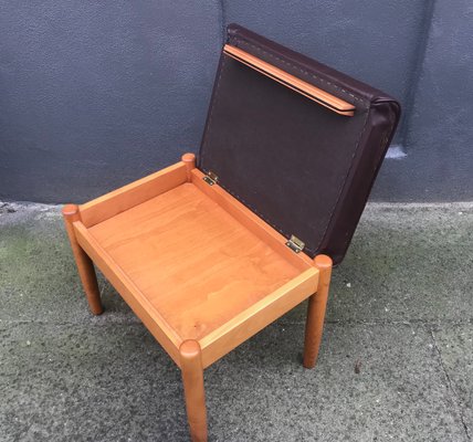 Vintage Scandinavian Beech & Leather Ottoman from Farstrup Møbler, 1970s-LCR-875571