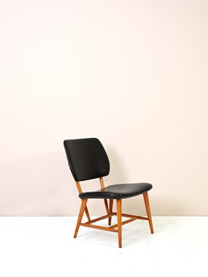 Vintage Scandinavian Black Leather Chair, 1950s-QWP-1420759