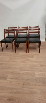 Vintage Scandinavian Black Leatherette Chairs, Denmark, 1960s, Set of 6-HJY-2017525