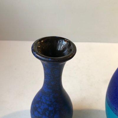 Vintage Scandinavian Blue Stoneware Vases, Set of 2-LCR-912973