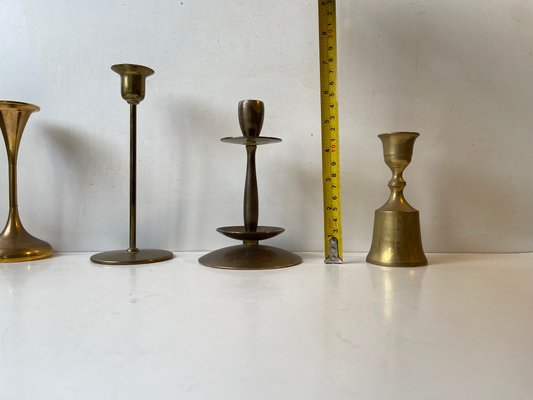 Vintage Scandinavian Brass Candleholders, 1960s, Set of 4-LCR-1340844