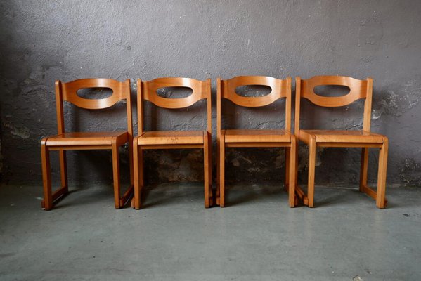 Vintage Scandinavian Chairs in Stackable Wood, Set of 8-AIU-1780586